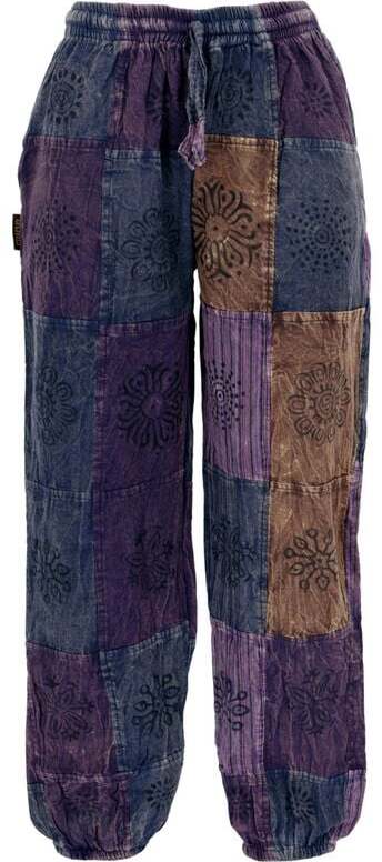 Guru-Shop Aladinhose, Patchwork, Unikat Pluderhose, Boho Hose - lila Kalhoty vícebarevný