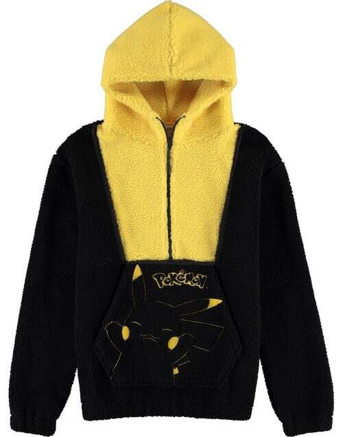 Pokémon Pikachu - Sherpa Mikina s kapucí na zip černá