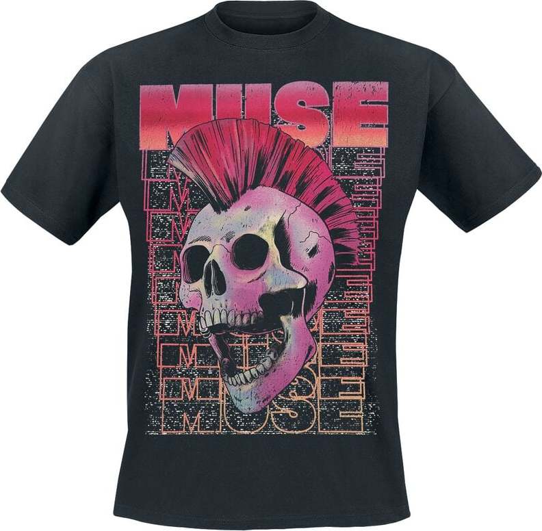 Muse Mohawk Skull Tričko černá