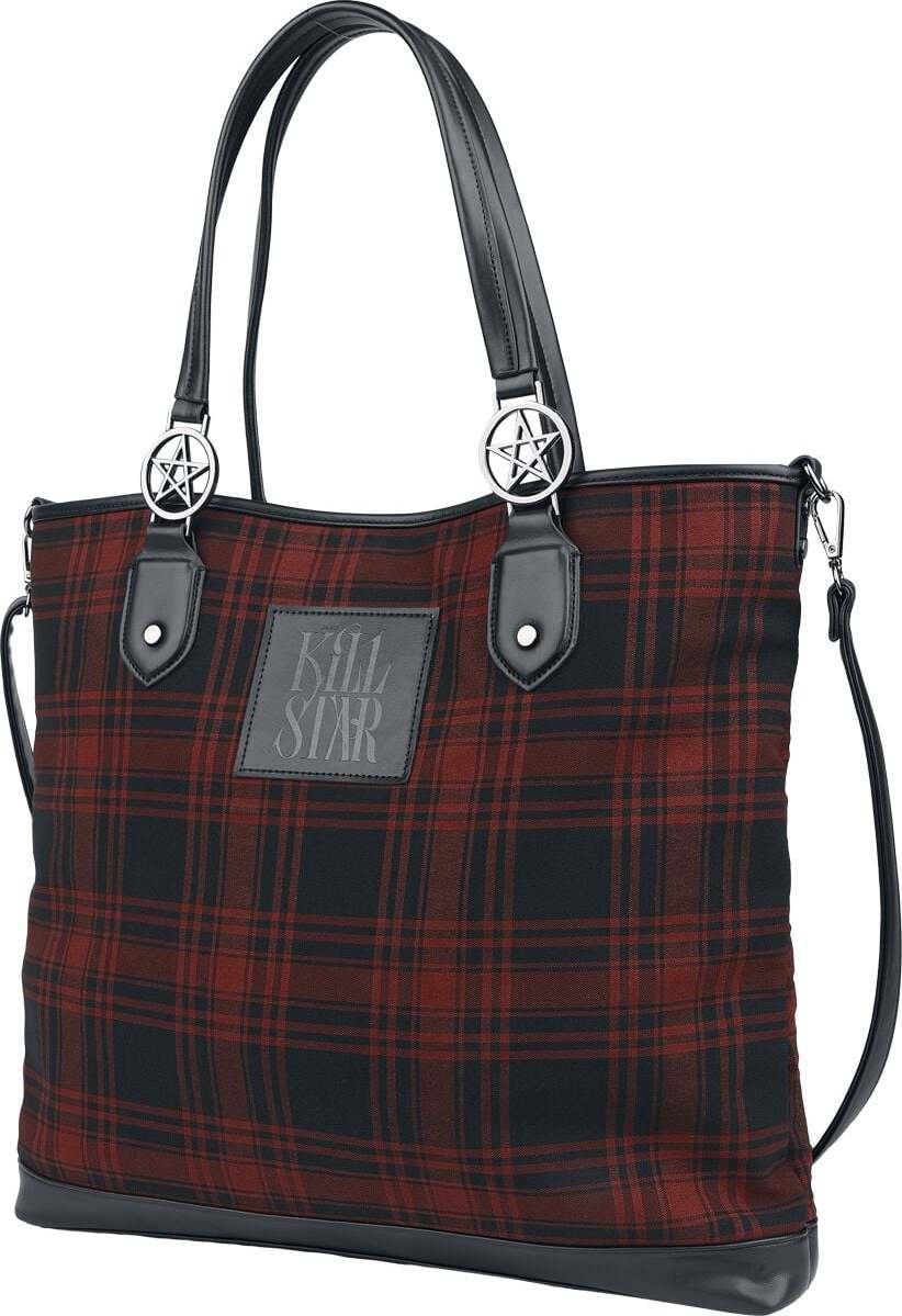Killstar Exklusive Tartan Collection – Sable Riot Tote Bag Kabelka černá