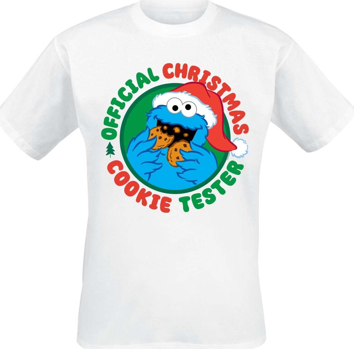 Sesame Street Krümelmonster - Official Christmas Cookie Monster Tričko bílá