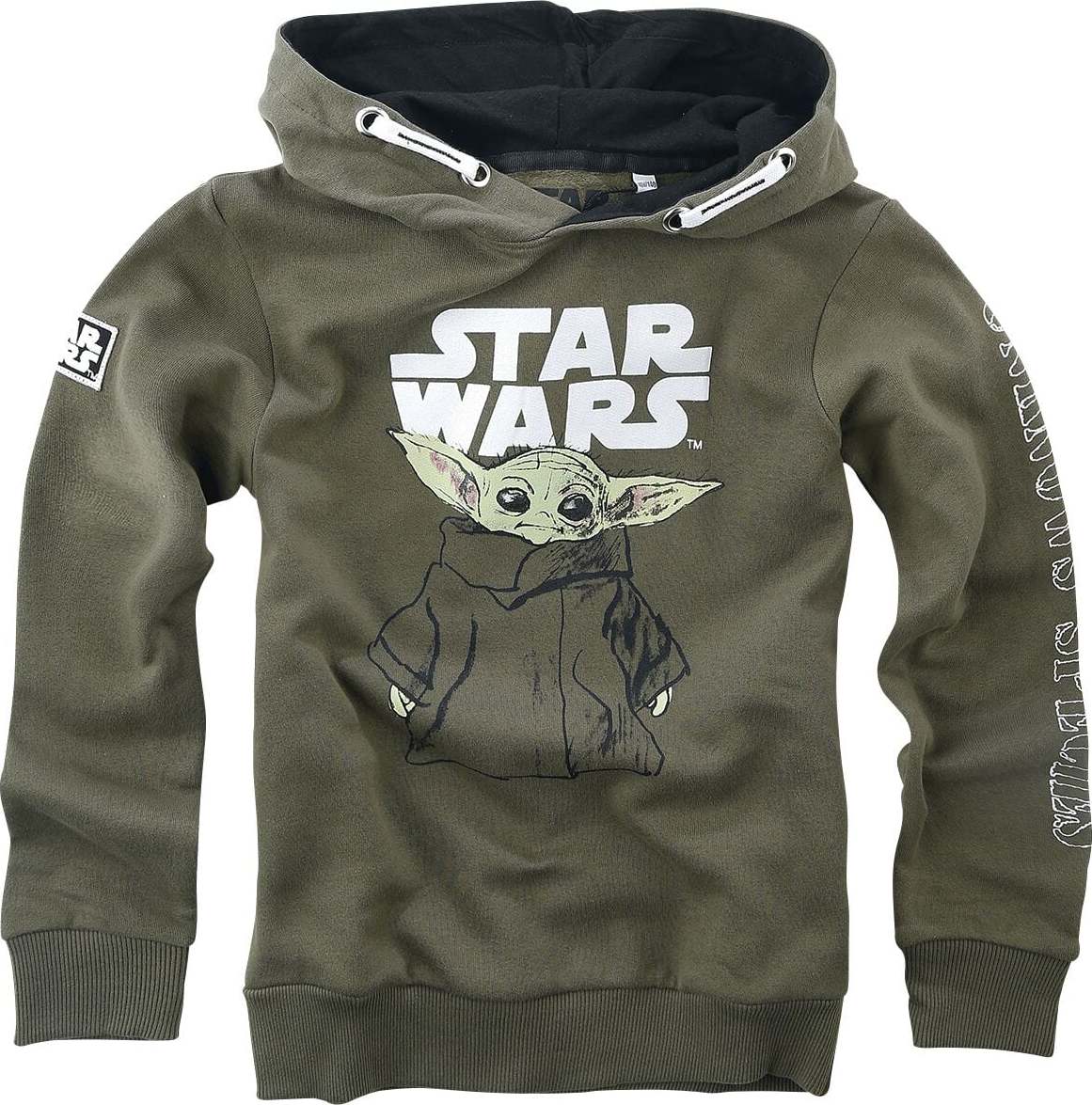 Star Wars Kids - The Mandalorian - Grogu - Sketch detská mikina s kapucí khaki