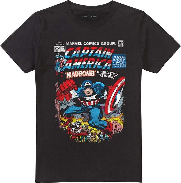 Marvel Captain America Retro Comic Cover Tričko černá