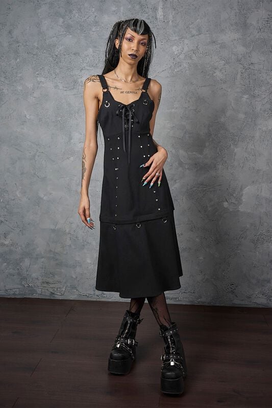 Banned Alternative BLACK IRON BLOOM DRESS Šaty černá