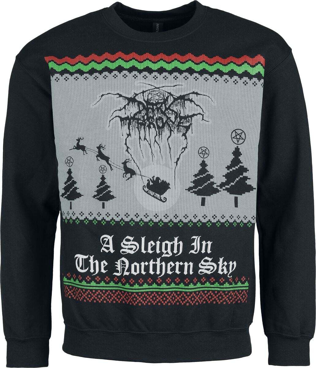 Darkthrone Holiday Sweater - A Sleigh In The Northern Sky Mikina černá