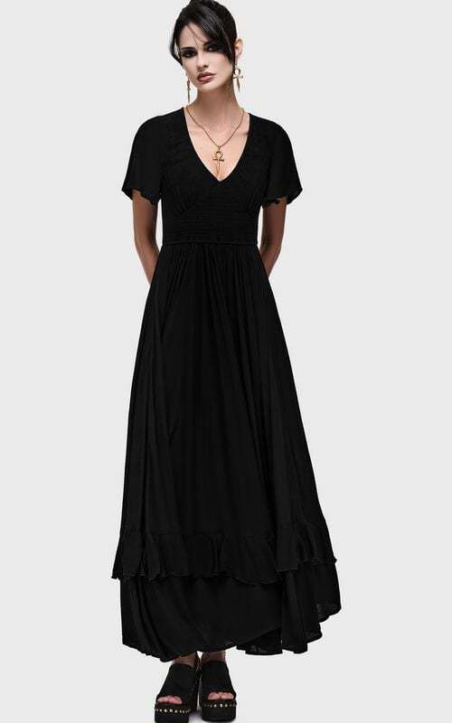 Killstar Veil Of Dawn - Lilith Of The Night Maxi Dress Šaty černá