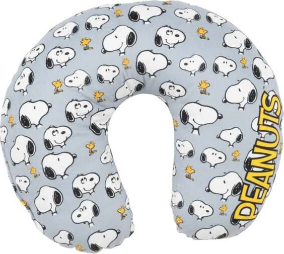 Peanuts Snoopy & Woodstock polštár za krk šedá/bílá