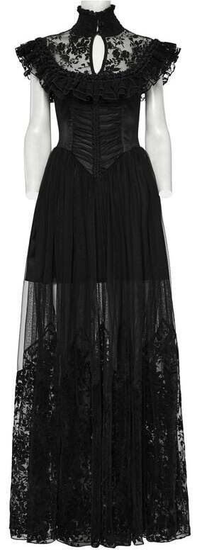 Punk Rave Gothic Little Flying Sleeve Dress Maxi šaty černá