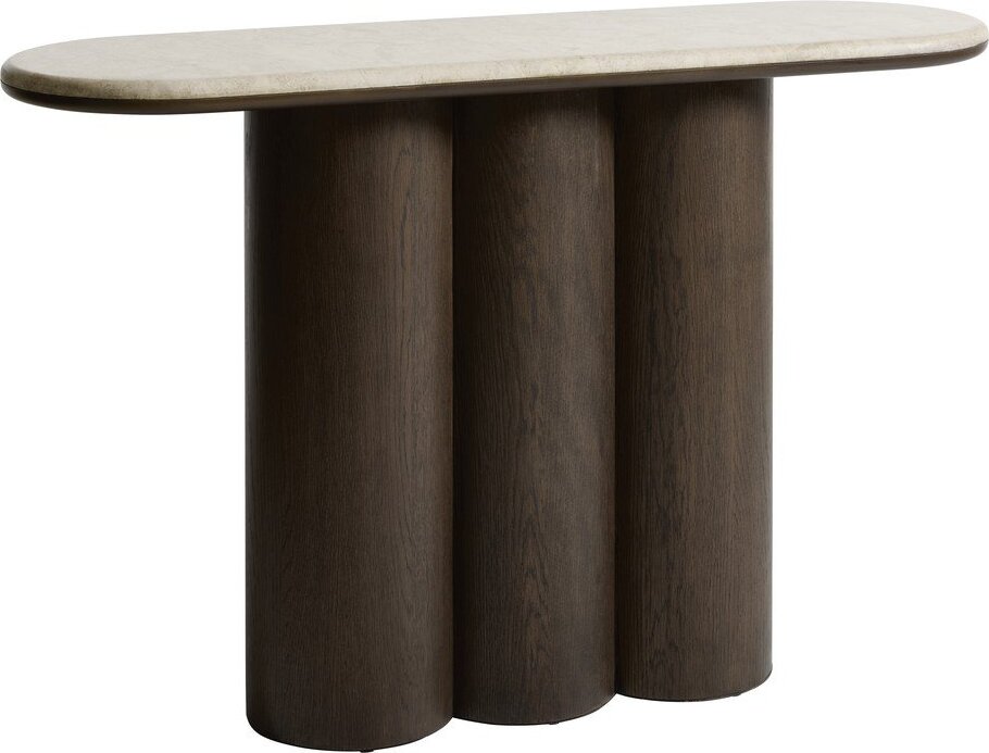 Konzolový stolek s mramorovou deskou v tmavě přírodní barvě 38x120 cm Piazze – Unique Furniture