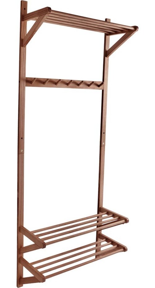 Předsíňová sestava z borovicového dřeva v tmavě přírodní barvě 75x190x32 cm Cole – Jotex