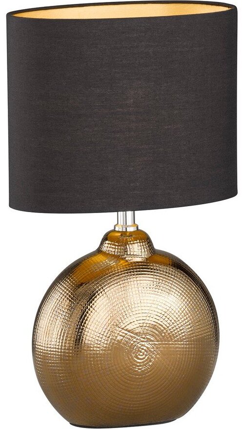 Keramická stolní lampa s textilním stínidlem v černo-bronzové barvě (výška 39 cm) Foro – Fischer & Honsel