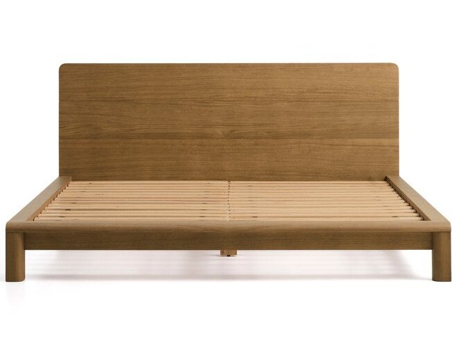 Světle hnědá dvoulůžková postel v dekoru dubu s roštem 180x200 cm Arelida – Kave Home