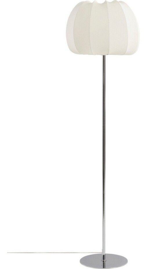 Bílá/v leskle stříbrné barvě látková stojací lampa (výška 150 cm) Pion – Jotex