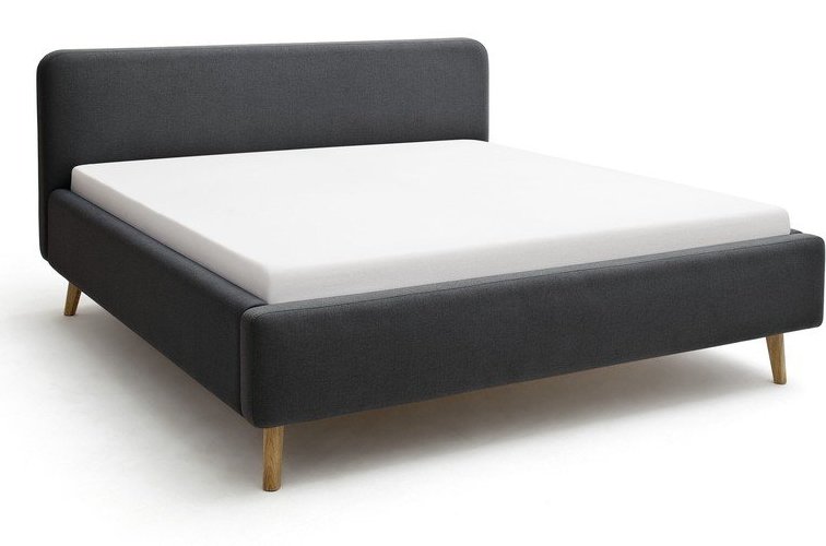 Antracitová čalouněná dvoulůžková postel s úložným prostorem s roštem 140x200 cm Mattis – Meise Möbel