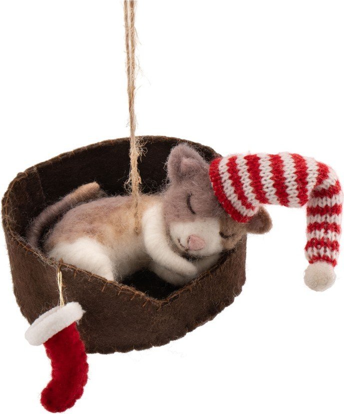 Textilní vánoční ozdoba 12,5 cm Cat in Basket – Sass & Belle