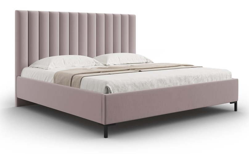 Světle růžová čalouněná dvoulůžková postel s úložným prostorem s roštem 140x200 cm Casey – Mazzini Beds