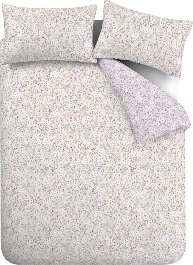 Bavlněné povlečení na dvoulůžko v levandulové a béžové barvě 200x200 cm Ditsy Floral – Bianca