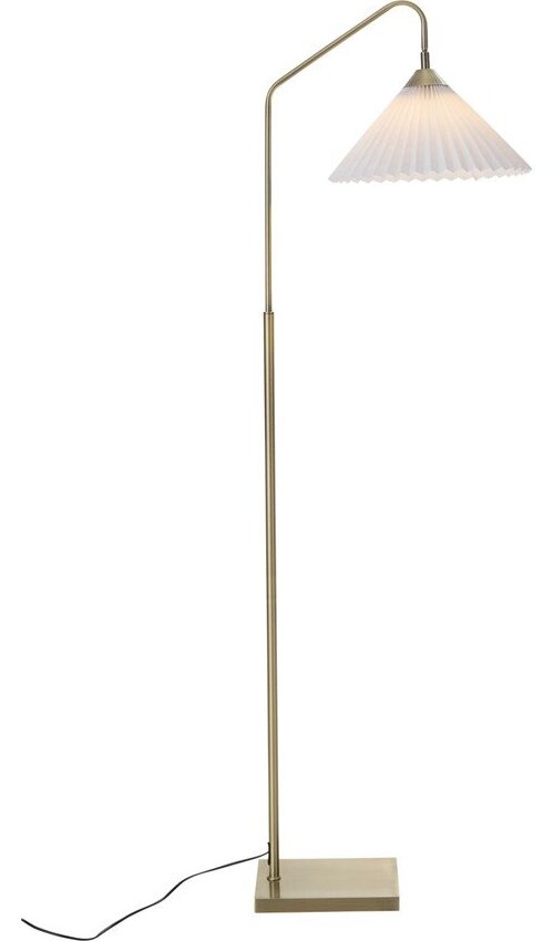 Krémová/v mosazné barvě látková stojací lampa s ohybatelnou konstrukcí (výška 155 cm) Kate – Ellos Home