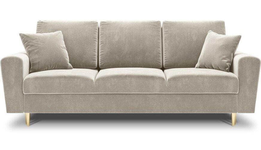 Béžová sametová rozkládací/s úložným prostorem pohovka 235 cm Kyoto – Cosmopolitan Design