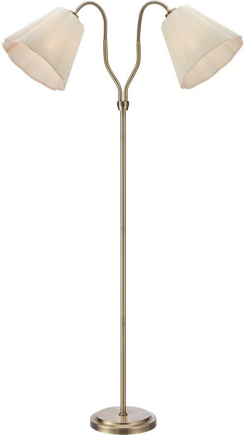 Béžová/v mosazné barvě lněná stojací lampa s ohybatelnou konstrukcí (výška 149 cm) Veya – Markslöjd