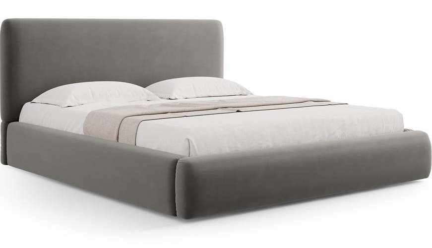 Šedá čalouněná dvoulůžková postel s úložným prostorem s roštem 200x200 cm Colonel – Cosmopolitan Design