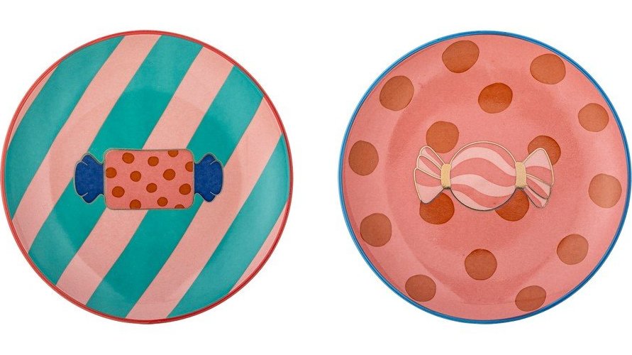 Růžové dezertní talíře v sadě 2 ks s vánočním motivem z kameniny ø 16 cm Caramella – Bloomingville