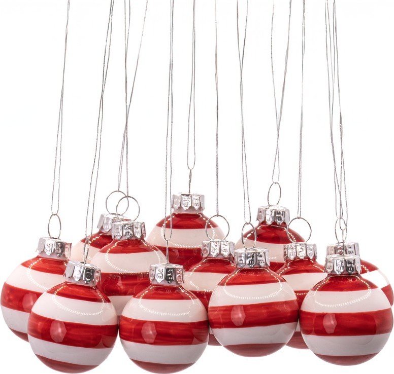 Skleněné ručně vyrobené vánoční koule v sadě 12 ks ø 3 cm Bauble Stripe – Sass & Belle