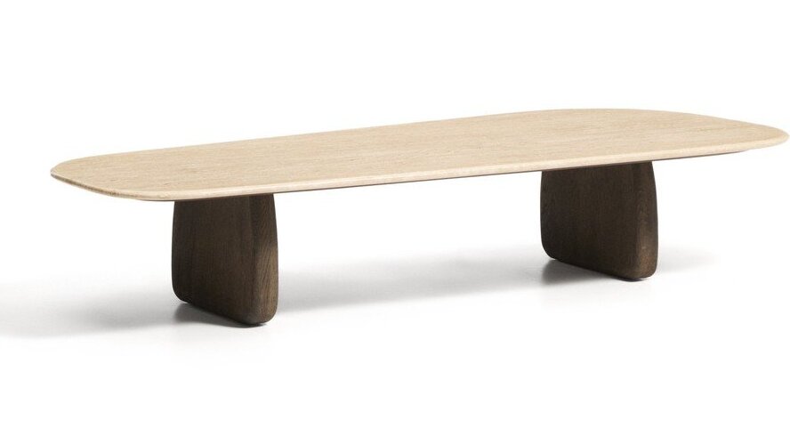 Béžový/v barvě konferenční stolek s deskou z kamene Pirita – Kave Home