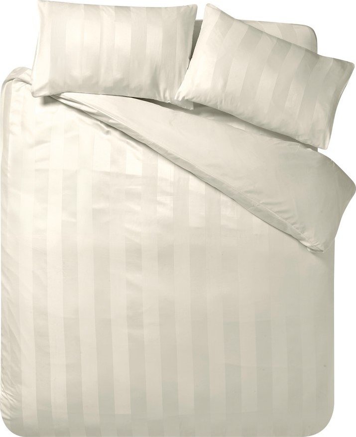 Krémové saténové povlečení na jednolůžko 135x200 cm So Soft Satin Stripe – Catherine Lansfield