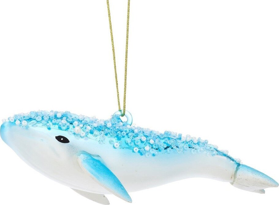 Skleněná ručně vyrobená vánoční ozdoba 16 cm Glitter Humpback Whale – Sass & Belle