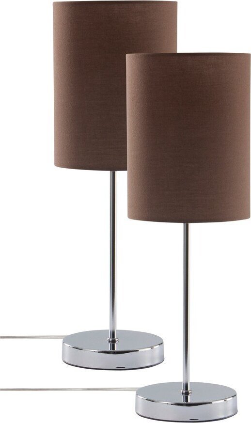 Hnědá/v leskle stříbrné barvě látková stolní lampa (výška 45 cm) Seth – Jotex