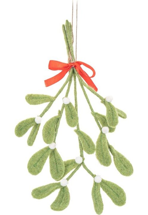 Textilní ručně vyrobená vánoční ozdoba 4 cm Mistletoe Bunch – Sass & Belle