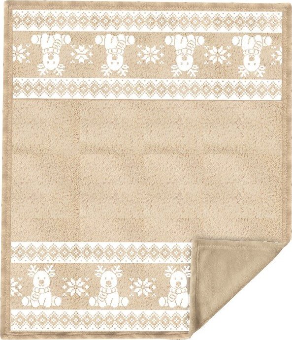 Béžová flanelová deka s vánočním motivem 130x160 cm XMAS – Tiseco Home Studio
