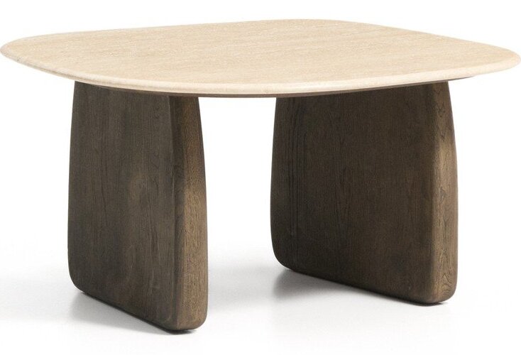 Odkládací stolek s deskou z kamene 70x71 cm Pirita – Kave Home
