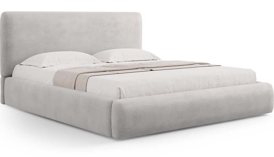 Světle šedá čalouněná dvoulůžková postel s úložným prostorem s roštem 140x200 cm Colonel – Cosmopolitan Design
