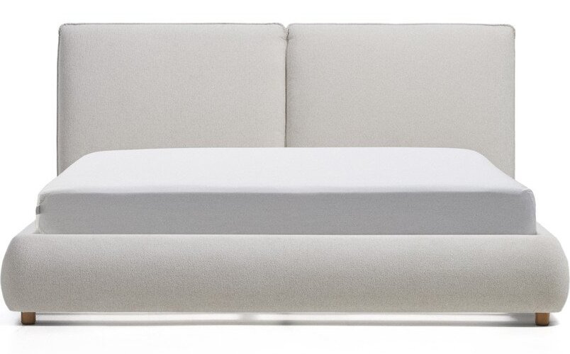 Krémová čalouněná dvoulůžková postel s roštem 160x200 cm Elerio – Kave Home