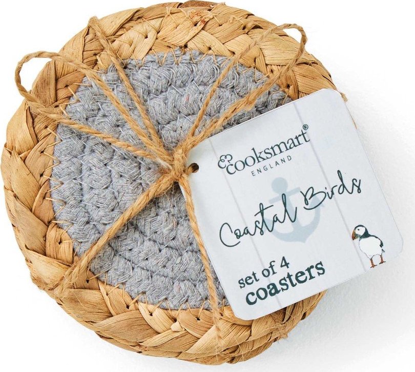 Šedé/v přírodní barvě podtácky v sadě 4 ks z mořské trávy Costal Birds – Cooksmart ®