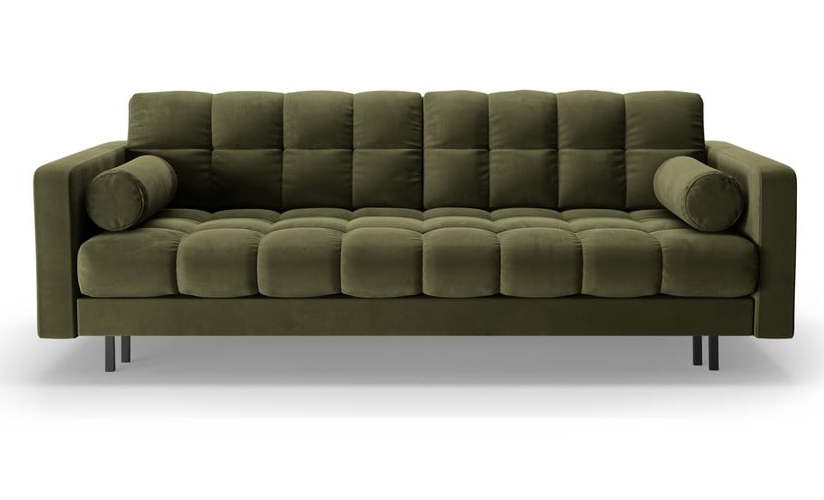 Zelená sametová rozkládací/s úložným prostorem pohovka 222 cm Bali – Cosmopolitan Design