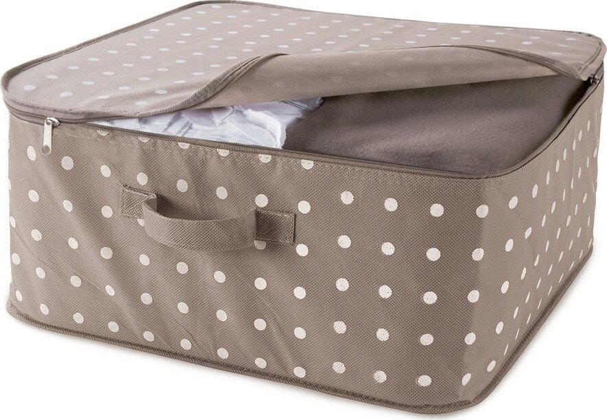 Béžový box na uložení oblečení Compactor Dots, 46 x 20,5 cm