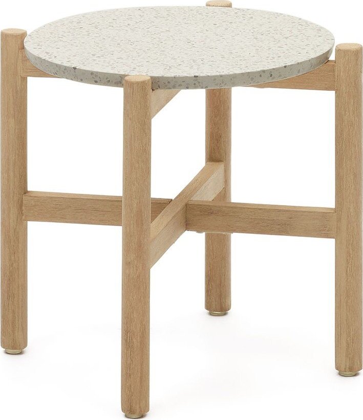 Kulatý odkládací stolek s terrazzo deskou ø 54,5 cm Pola – Kave Home