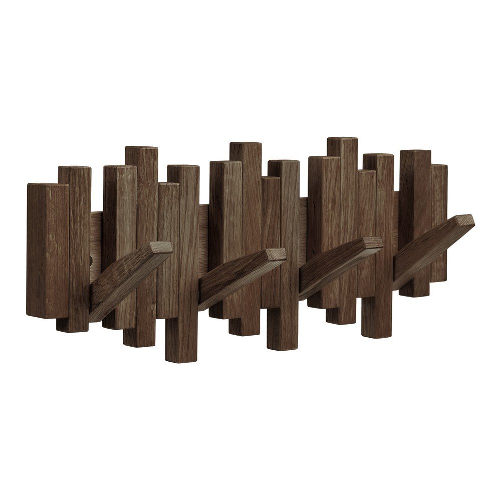 Tmavě hnědý nástěnný věšák z dubového dřeva 40 cm Caltra – House Nordic
