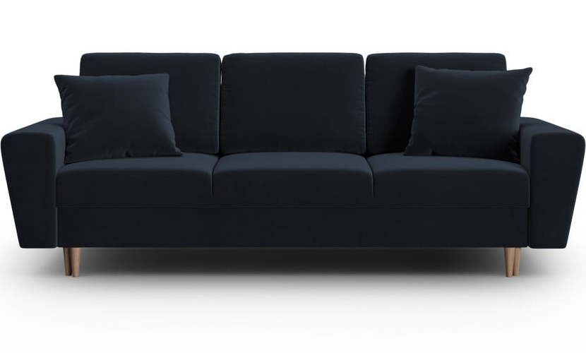 Tmavě modrá sametová rozkládací/s úložným prostorem pohovka 235 cm Kyoto – Cosmopolitan Design