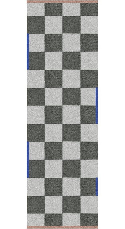 Tmavě zelený/krémový pratelný běhoun 77x242 cm Square – Mette Ditmer Denmark
