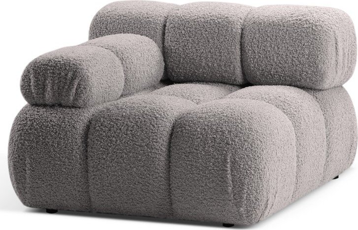 Světle šedý modul pohovky z textilie bouclé (levý roh) Bellis – Micadoni Home