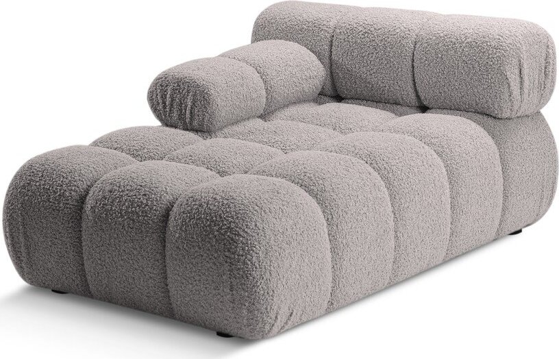 Světle šedý modul pohovky z textilie bouclé (levý roh) Bellis – Micadoni Home