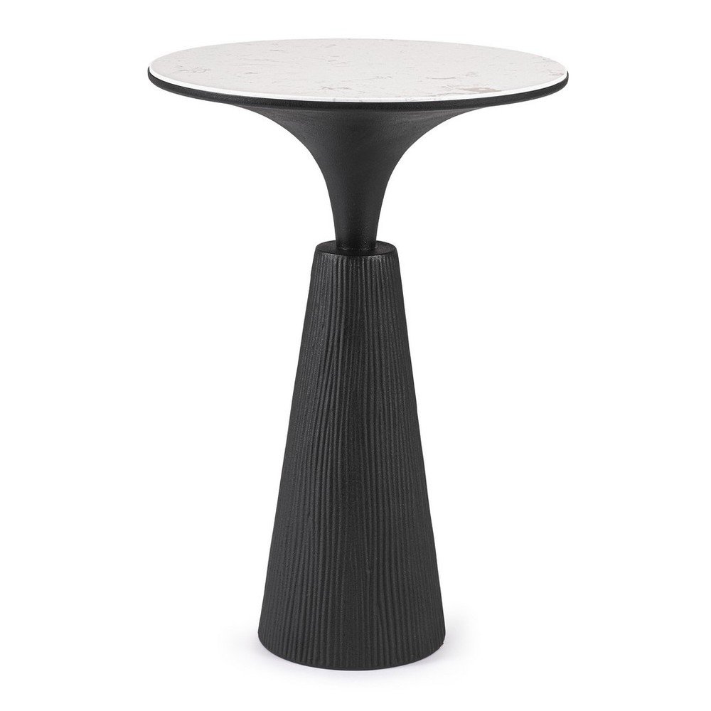Černobílý kulatý konferenční stolek s mramorovou deskou ø 51 cm Rondel – Bizzotto