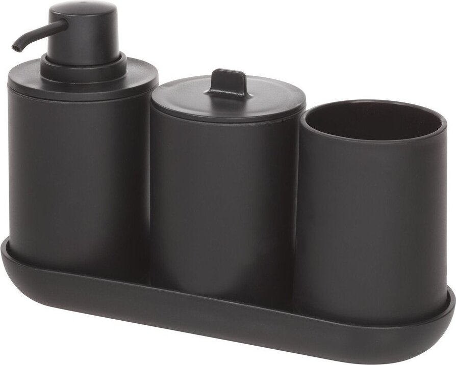 Černá plastová sada doplňků do koupelny Cade – iDesign