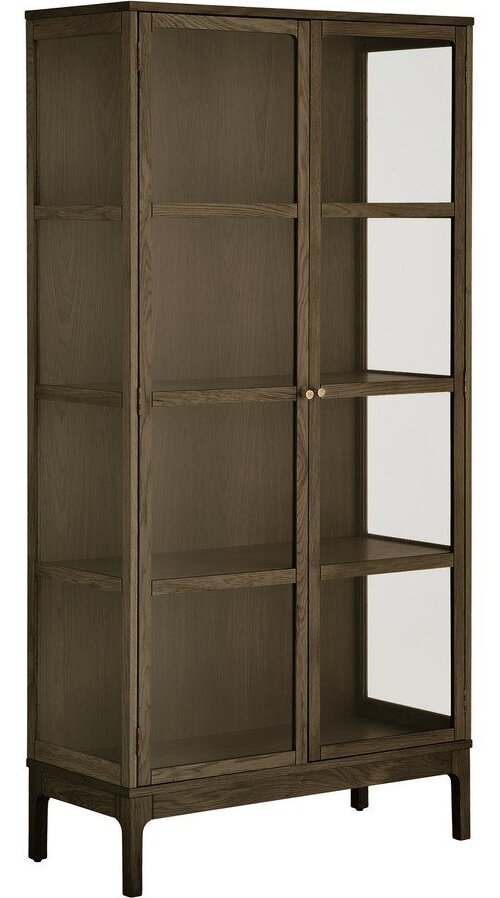 Tmavě hnědá vitrína v dekoru dubu 90x180x40 cm Zamora – House Nordic