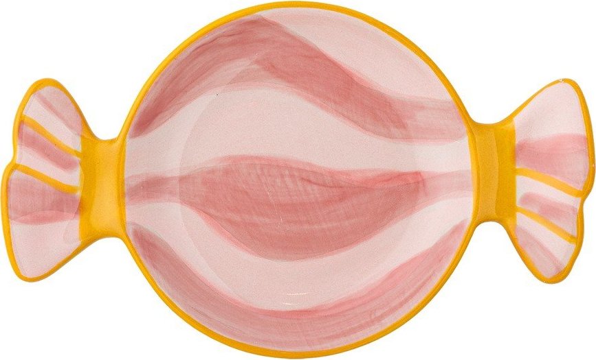 Růžový servírovací talíř s vánočním motivem z kameniny Caramella – Bloomingville