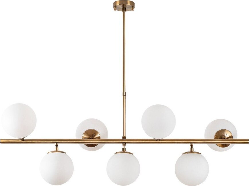Bílé/v mosazné barvě závěsné svítidlo se skleněným stínidlem Fazli – Opviq lights